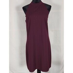 Fortune + Ivy Scalloped Halter Dress Burgundy Midi Dress X-Large Sleeveless NWOT